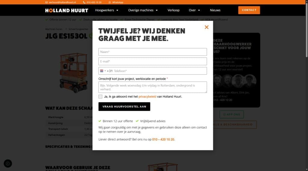 Voorbeeld leadformulier