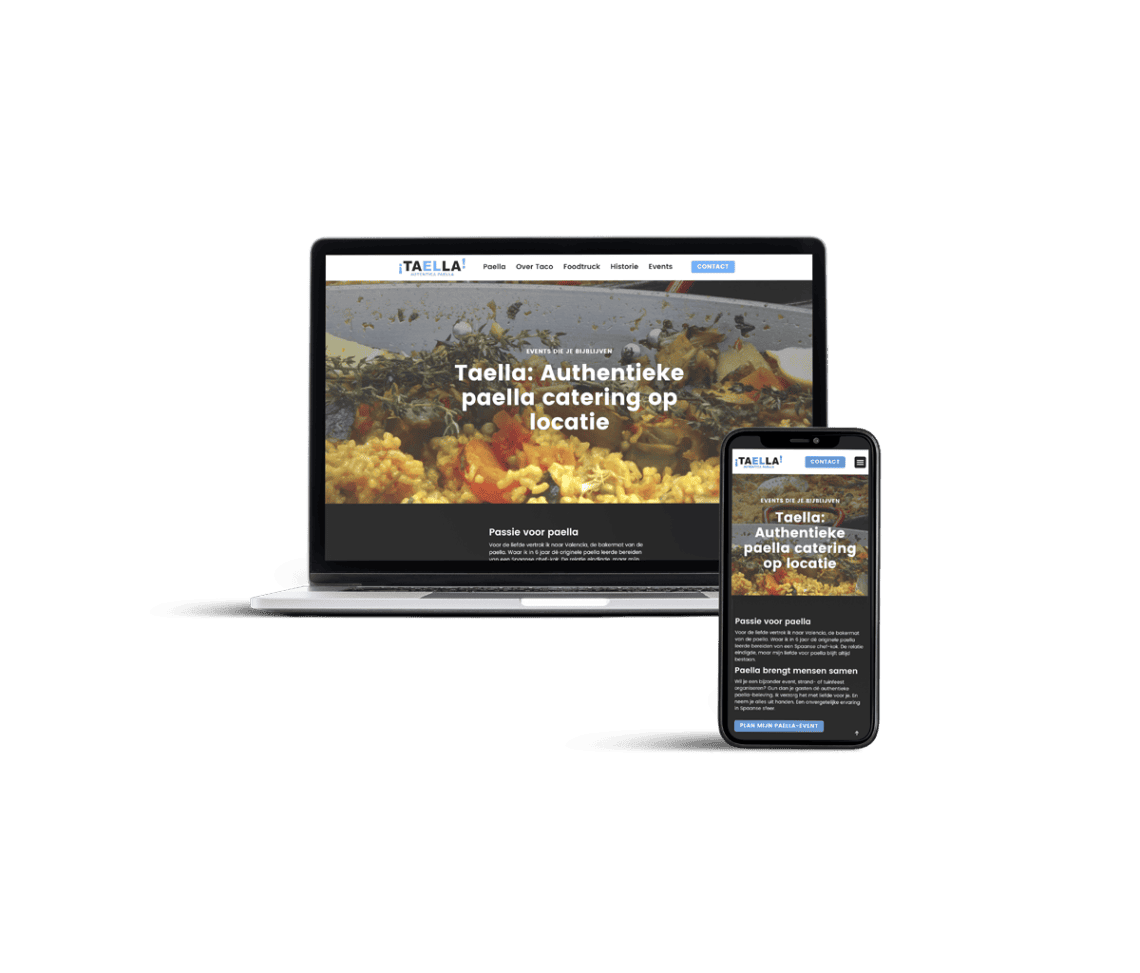 Mockup Taella.nl mobiele en laptop website